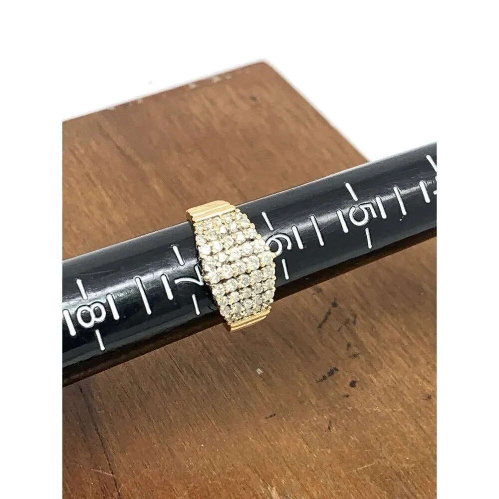 Cocktail Ring Diamond 14k Yellow Gold Cluster 0.75ctw Estate Women's Size 6.5